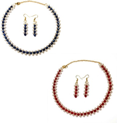 PRAGATI Alloy Blue, Maroon Jewellery Set(Pack of 2)