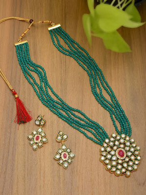 Pardha Jewels And Style Alloy Green Jewellery Set(Pack of 1)