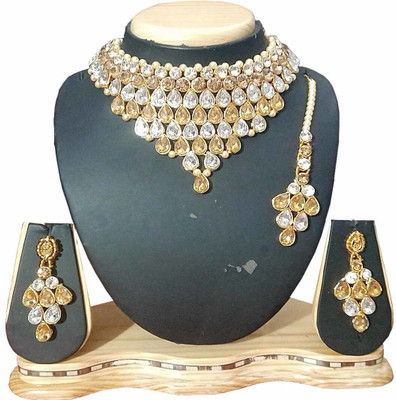 STYLISH DUDE Mother of Pearl, Alloy Gold-plated, Silver White, Gold Jewellery Set(Pack of 1)