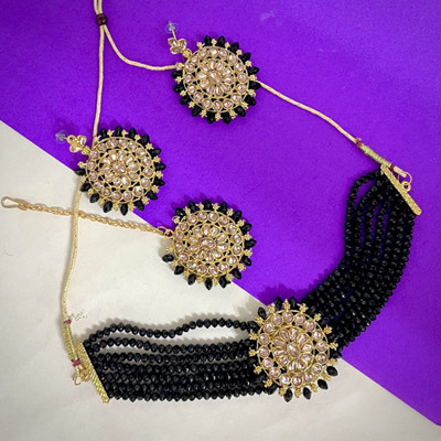 AMHRIK IMITATION Alloy Black, Gold Jewellery Set(Pack of 1)