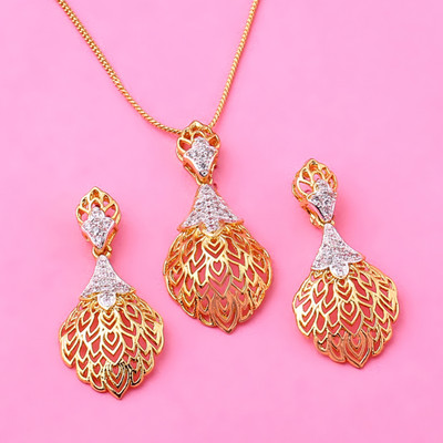 Estele Brass Rhodium White Jewellery Set(Pack of 3)