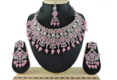 VATSALYA creation Alloy Gold-plated Pink Jewellery Set(Pack of 1)