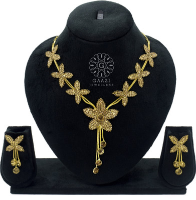 GAZIIMITATION Brass Gold-plated Gold, Brown Jewellery Set(Pack of 1)