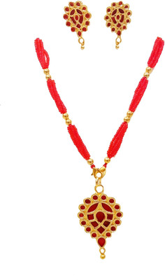 balaji gold Copper Gold-plated Red Jewellery Set(Pack of 1)