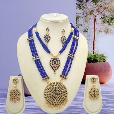 PC DEALER Copper Gold-plated Blue Jewellery Set(Pack of 2)