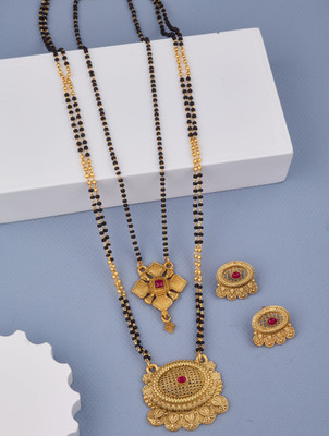 VEMISHTI Alloy Gold-plated Gold, Black Jewellery Set(Pack of 2)