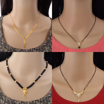 RAMDEV ART FASHION JEWELLERY Pack Of 4 Gold Plated Mangalsutra Tanmaniya For Women Alloy Mangalsutra