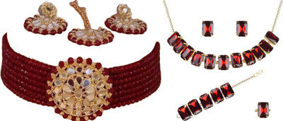 JMBW INTERNATIONAL Alloy Maroon, Red Jewellery Set(Pack of 2)