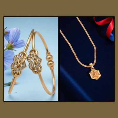 REEWAZIMPERIAL Brass Gold-plated Gold Jewellery Set(Pack of 2)