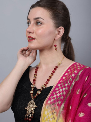 Lathar Alloy Maroon Jewellery Set(Pack of 1)