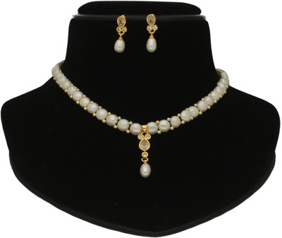 Sri Jagdamba Pearls Alloy Gold-plated Gold Jewellery Set(Pack of 1)