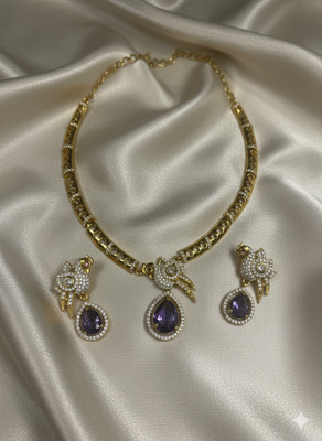 sr pro Alloy Gold-plated Purple Jewellery Set(Pack of 1)