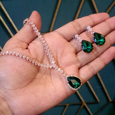 Gorgeous Gems Copper Green Jewellery Set(Pack of 3)