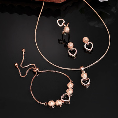 ZENEME Brass Gold-plated Rose Gold Jewellery Set(Pack of 5)
