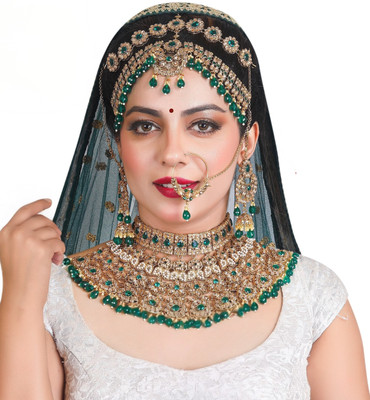 KK IMMITATION Alloy Gold-plated Green Jewellery Set(Pack of 1)