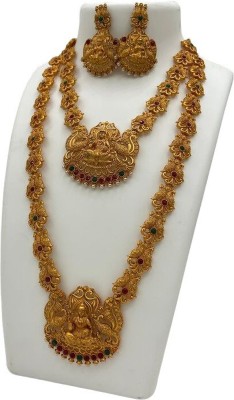 Karishma Kreations Alloy Gold-plated Red, Green Jewellery Set(Pack of 1)