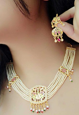 vimishka jewels Brass Gold-plated Gold Jewellery Set(Pack of 1)