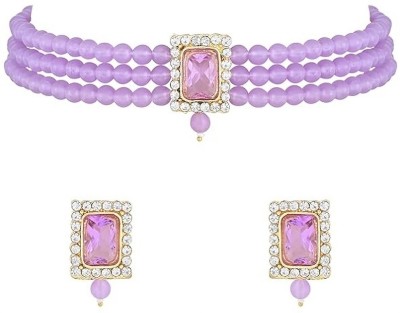 White pearl Alloy Gold-plated Purple Jewellery Set(Pack of 1)