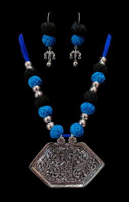 SSCREATION Oxidised Silver Multicolor Jewellery Set(Pack of 1)