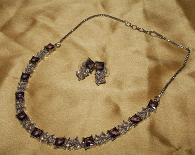 BELLACRAZE Alloy Silver Purple Jewellery Set(Pack of 3)