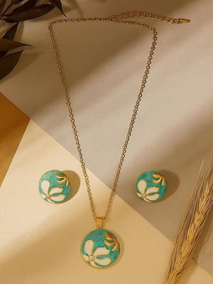 Dissara Alloy Gold-plated Multicolor Jewellery Set(Pack of 1)