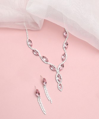 SOHI Alloy Silver Pink Jewellery Set(Pack of 1)