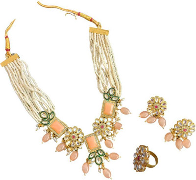 MARWARI TRADERS Metal Gold-plated Pink Jewellery Set(Pack of 1)