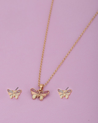 CARLTON LONDON Brass Gold-plated Multicolor Jewellery Set(Pack of 1)