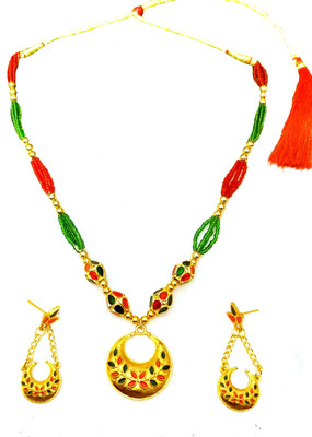balaji gold Copper Gold-plated Red, Green Jewellery Set(Pack of 1)
