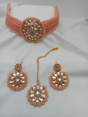 MAYRA TRADING Alloy Pink Jewellery Set(Pack of 3)