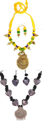 HOUSE OFF COMMON Oxidised Silver Yellow, Multicolor Jewellery Set(Pack of 2)