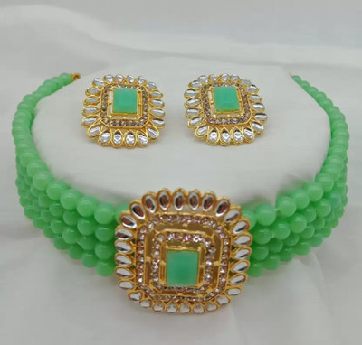 CATALYST Mother of Pearl Gold-plated Green Jewellery Set(Pack of 1)