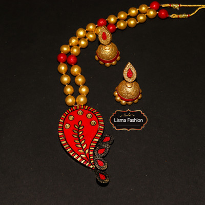 Lisma Fashion Terracotta Red Jewellery Set(Pack of 1)
