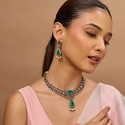 Kushal's Fashion Jewellery Copper Green Jewellery Set(Pack of 3)