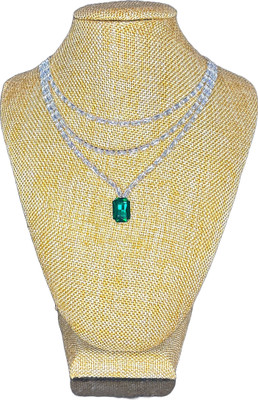 V.V. Sons Alloy Sterling Silver Green Jewellery Set(Pack of 1)