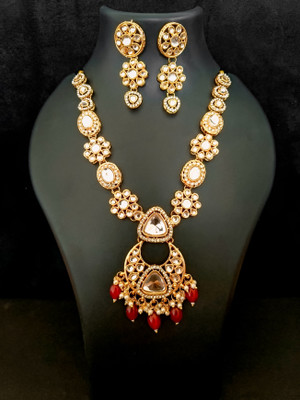 Pranav art Alloy Gold-plated Red Jewellery Set(Pack of 1)