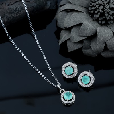 Felicia Alloy Sterling Silver Turquoise Jewellery Set(Pack of 3)