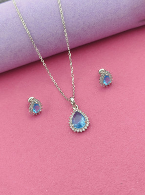 Pihoo Enterprise Alloy Silver Blue Jewellery Set(Pack of 1)