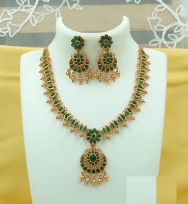 Joyful Brass Green Jewellery Set(Pack of 1)