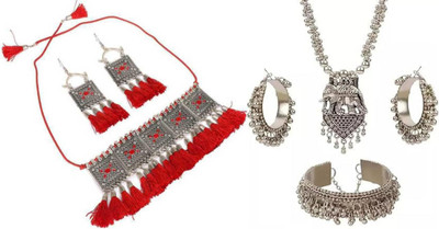 JMBW INTERNATIONAL Alloy Red, Silver Jewellery Set(Pack of 2)