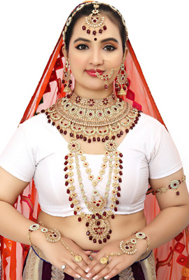 KK IMMITATION Alloy Gold-plated Maroon Jewellery Set(Pack of 10)