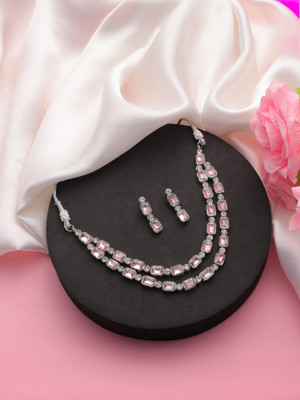 MA Enterprises Alloy Silver Pink Jewellery Set(Pack of 3)