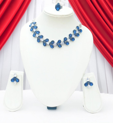 SHAW STORE Alloy Sterling Silver Blue, White, Silver Jewellery Set(Pack of 1)
