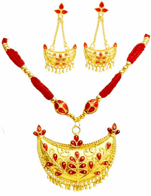 balaji gold Copper Gold-plated Red Jewellery Set(Pack of 2)