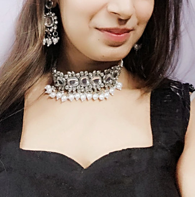 Proplady Oxidised Silver White Jewellery Set(Pack of 3)