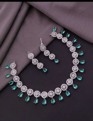 PARMESHWAR IMITATION Crystal Silver Green, Silver Jewellery Set(Pack of 1)