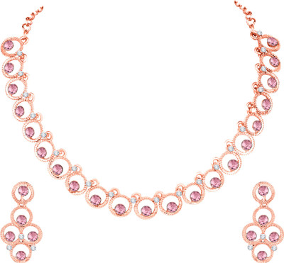 Atasi International Alloy Gold-plated Rose Gold, Pink Jewellery Set(Pack of 1)