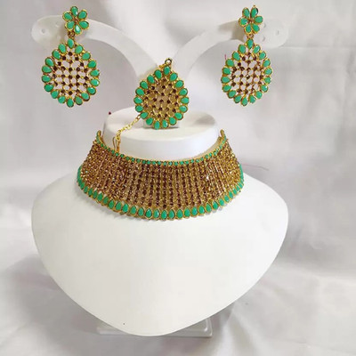 Kaima Alloy Gold-plated Turquoise Jewellery Set(Pack of 1)