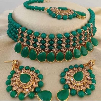 MAYRA TRADING Alloy Gold-plated Green, Gold, Bronze Jewellery Set(Pack of 3)