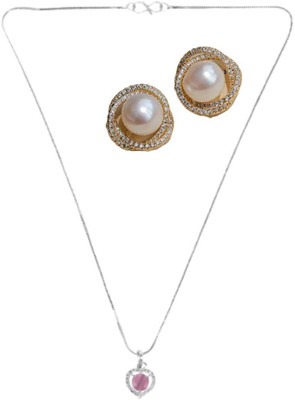 SKG Fashions Stone Pink, White Jewellery Set(Pack of 1)